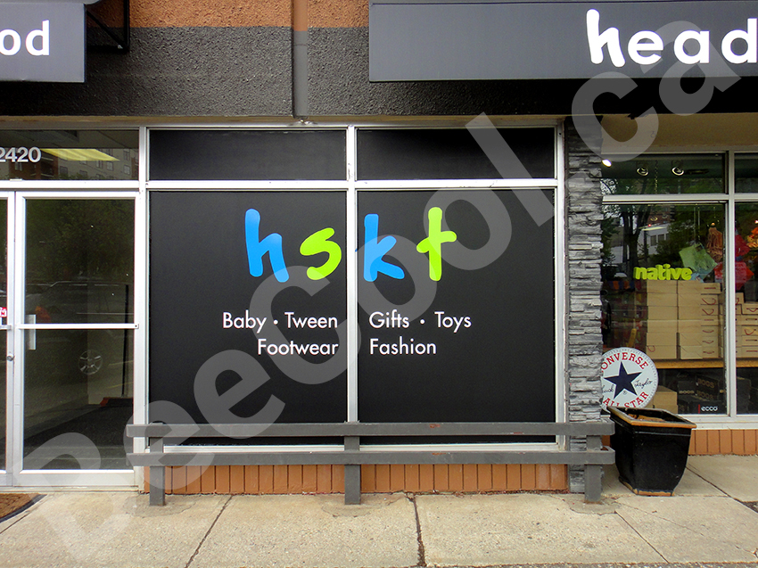 Bee Cool Glass Coatings - Vinyl Examples installed on HSKT storefront.