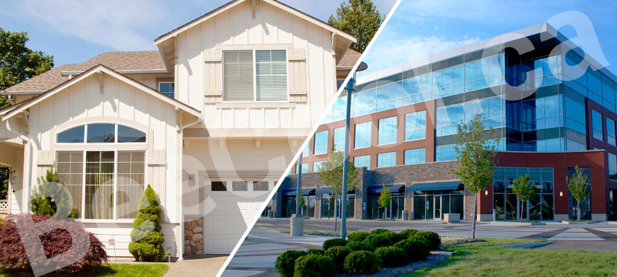 home & commercial building with large windows that benefit from window glass security tint laminate.