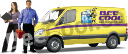 Bee Cool Glass Coating sales people and sales van.