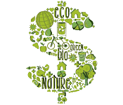 Red Deer dollar sign graphic image.